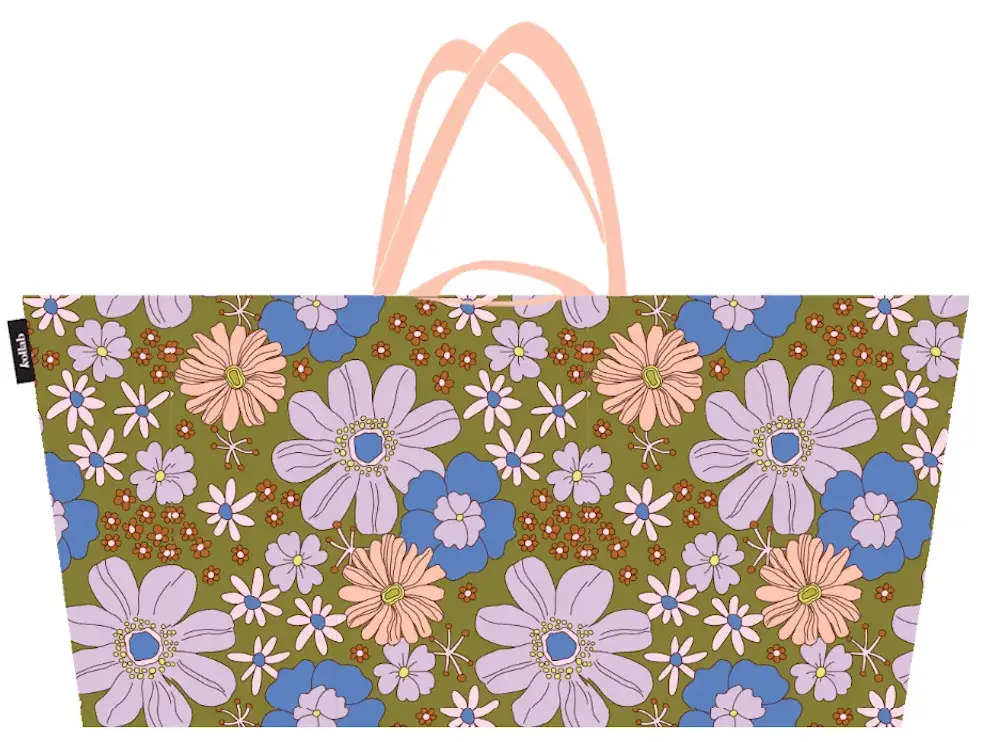 Beach Bag Blue Flowers - Image 3