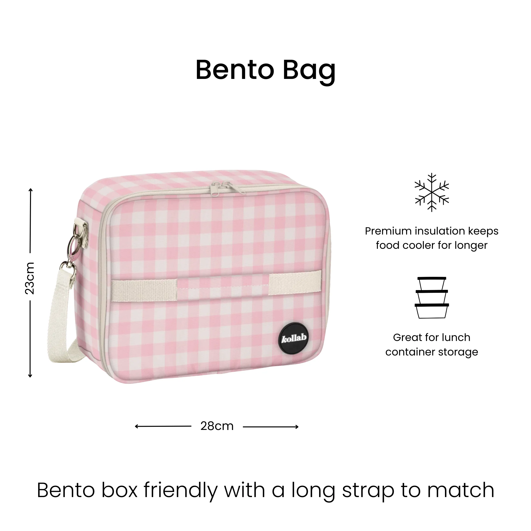 Bento Bag Candy Pink Check - Image 3