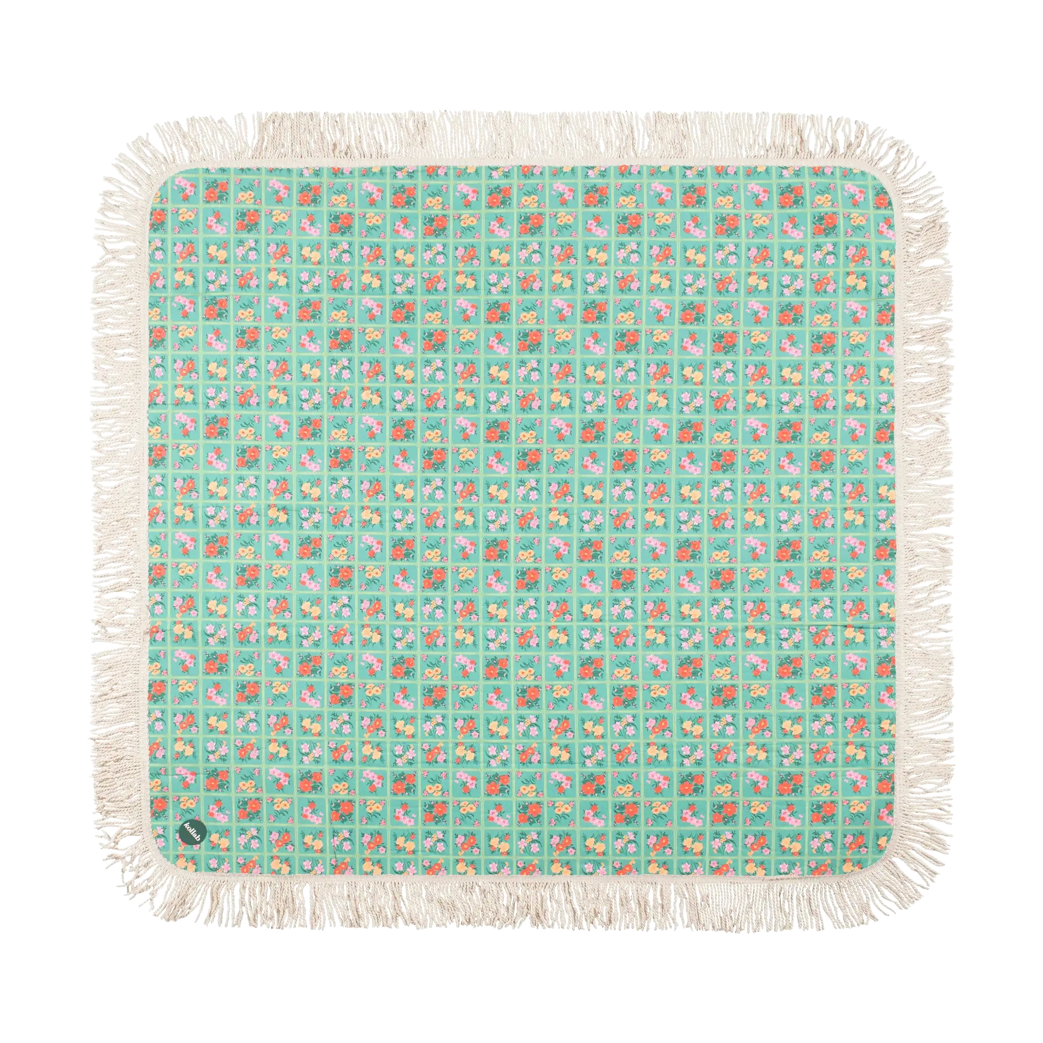 Fringed Medium Picnic Mat Vintage Patch - Image 4