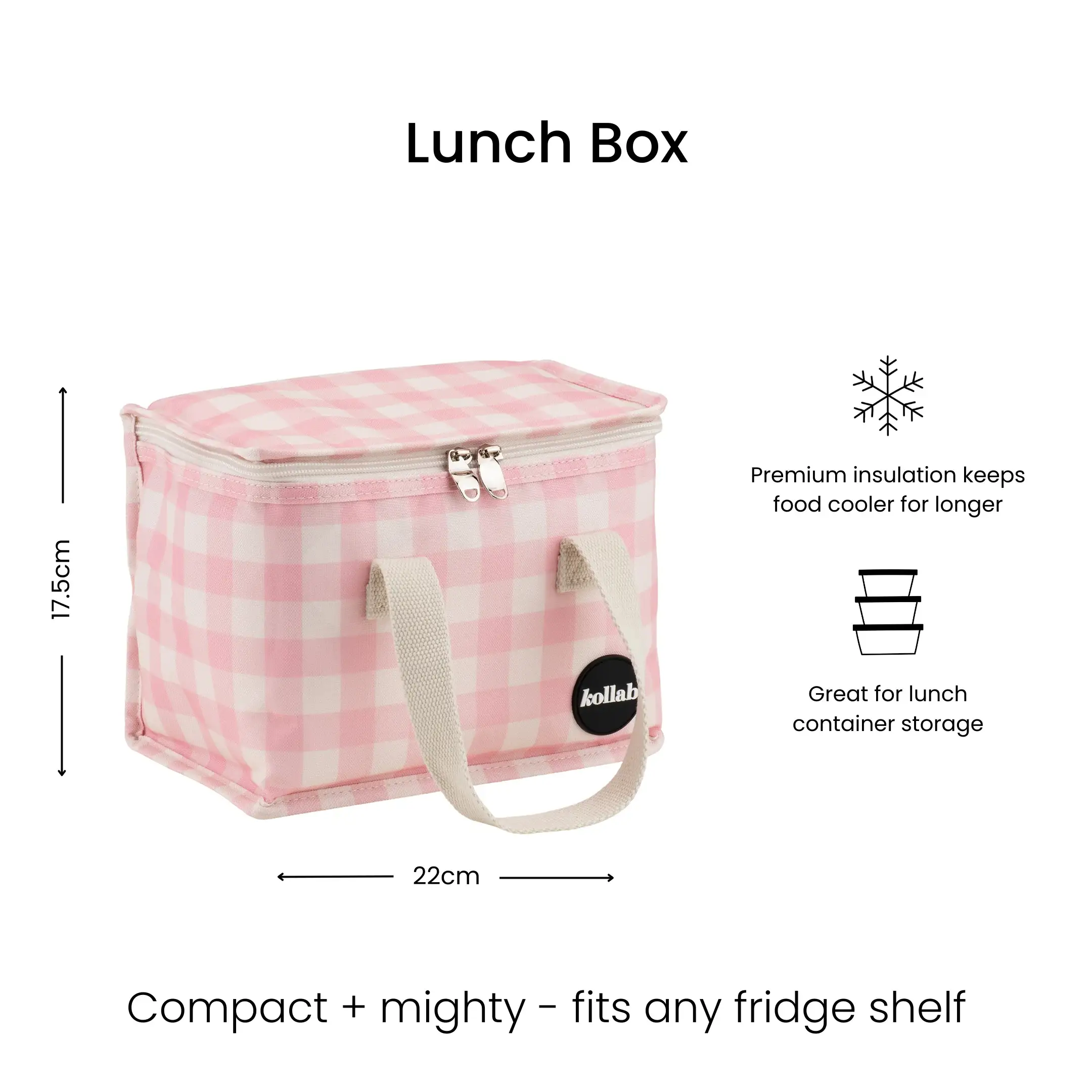 Lunch Bag Candy Pink Check - Image 6