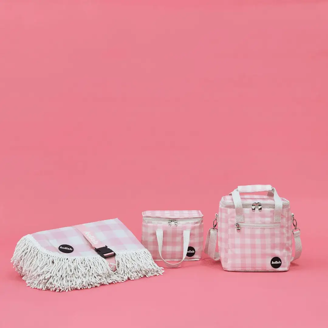 Mini Cooler Candy Pink Check - Image 3