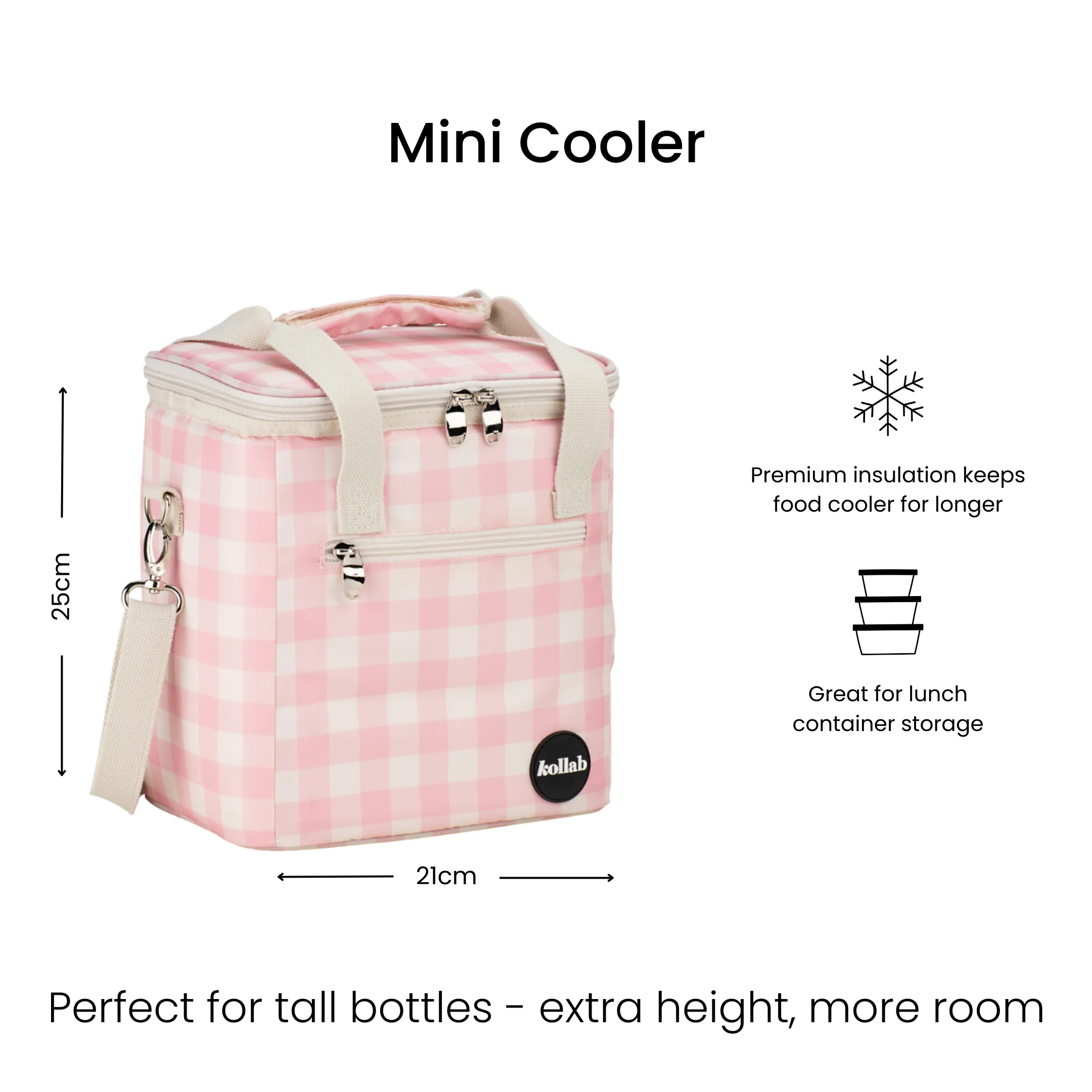 Mini Cooler Candy Pink Check - Image 6
