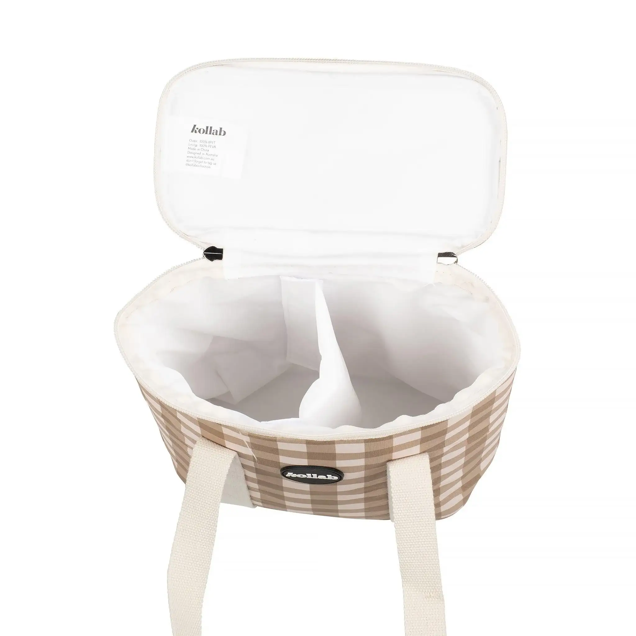 Wine Cooler Bag Olive Check - Image 3