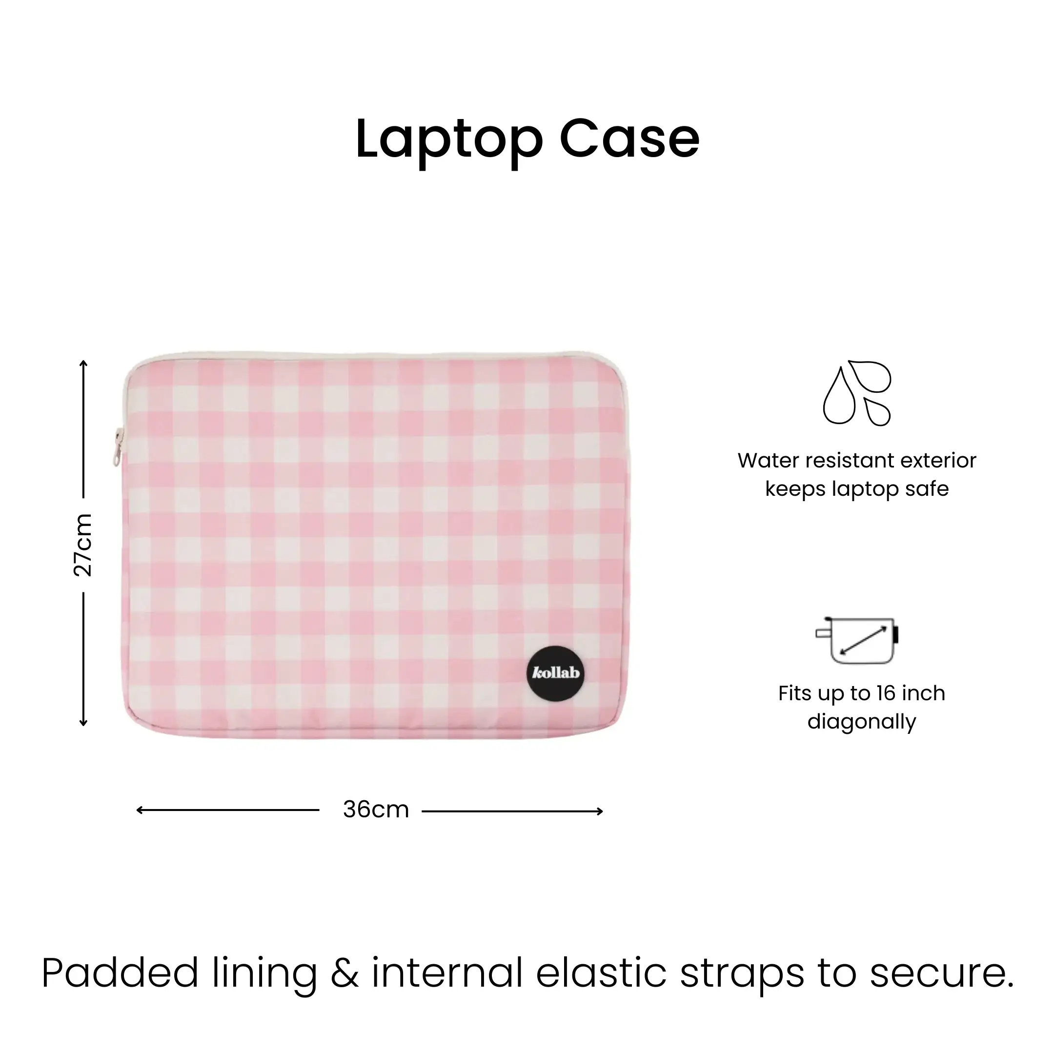 Laptop Case Candy Pink Check - Image 4
