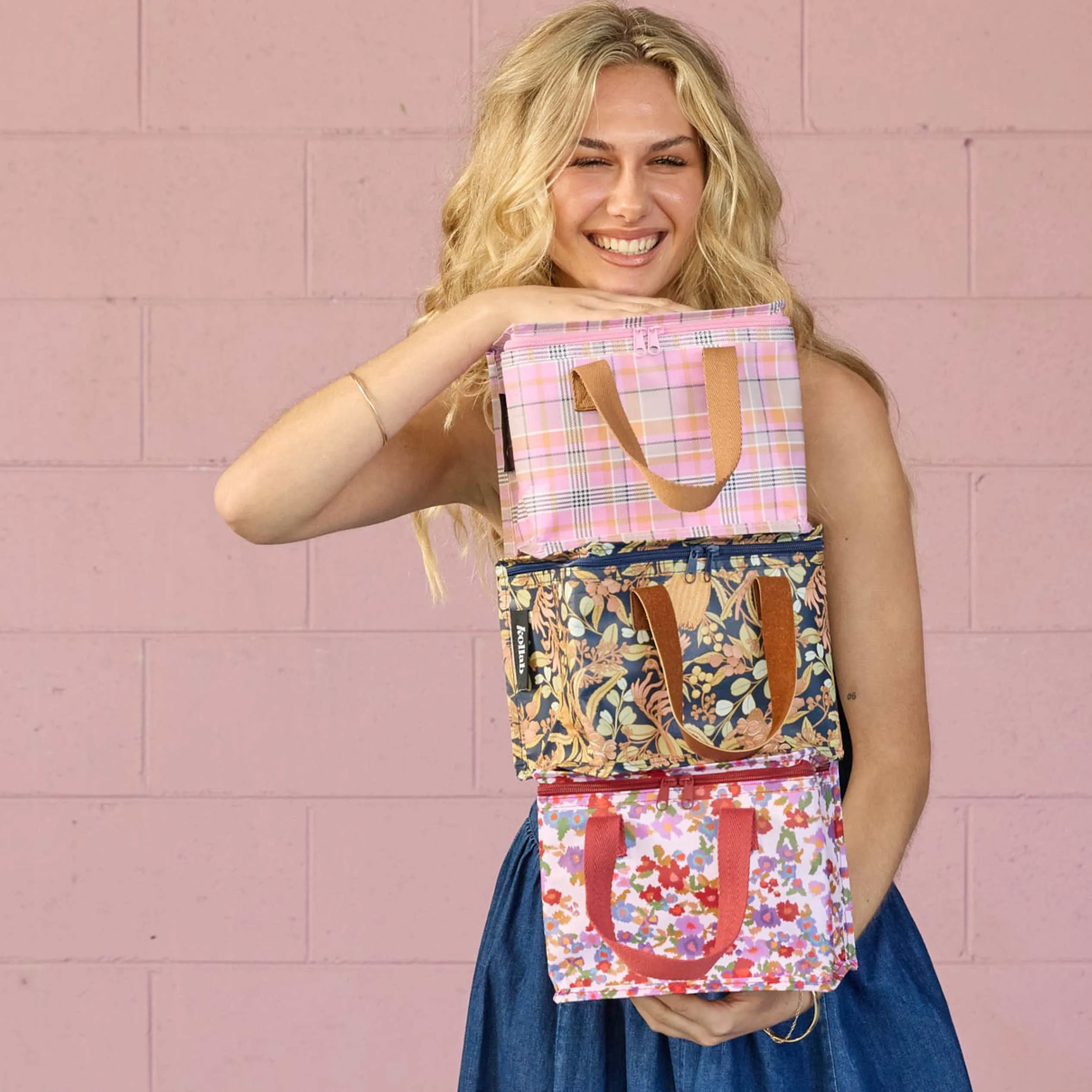 Lunch Bag Pink Blanket Check - Image 3