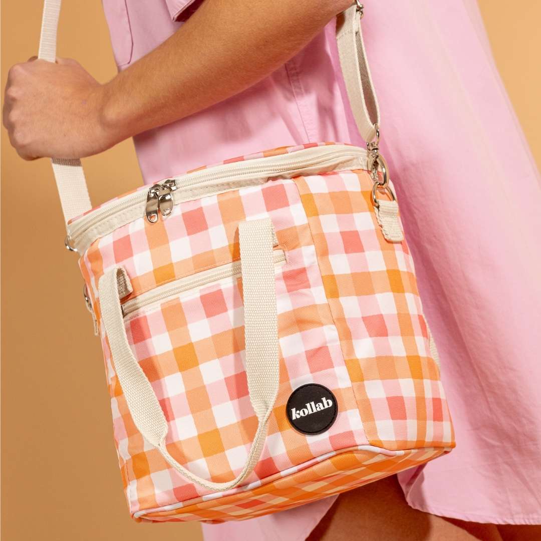 Mini Cooler Watermelon Peach Check - Image 4