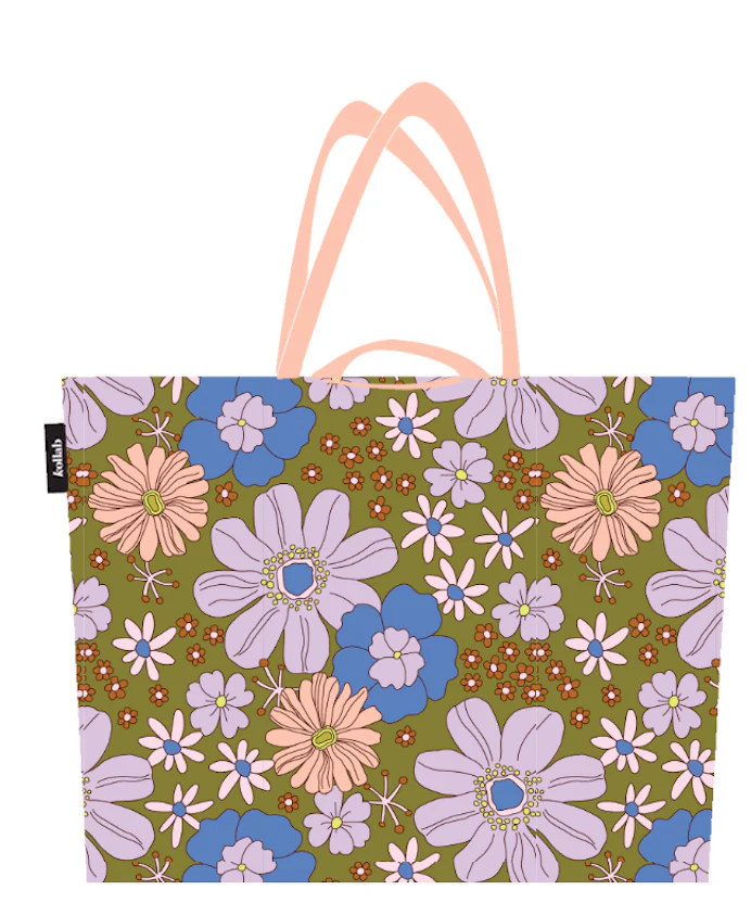 Shopper Tote Blue Flowers - Image 4