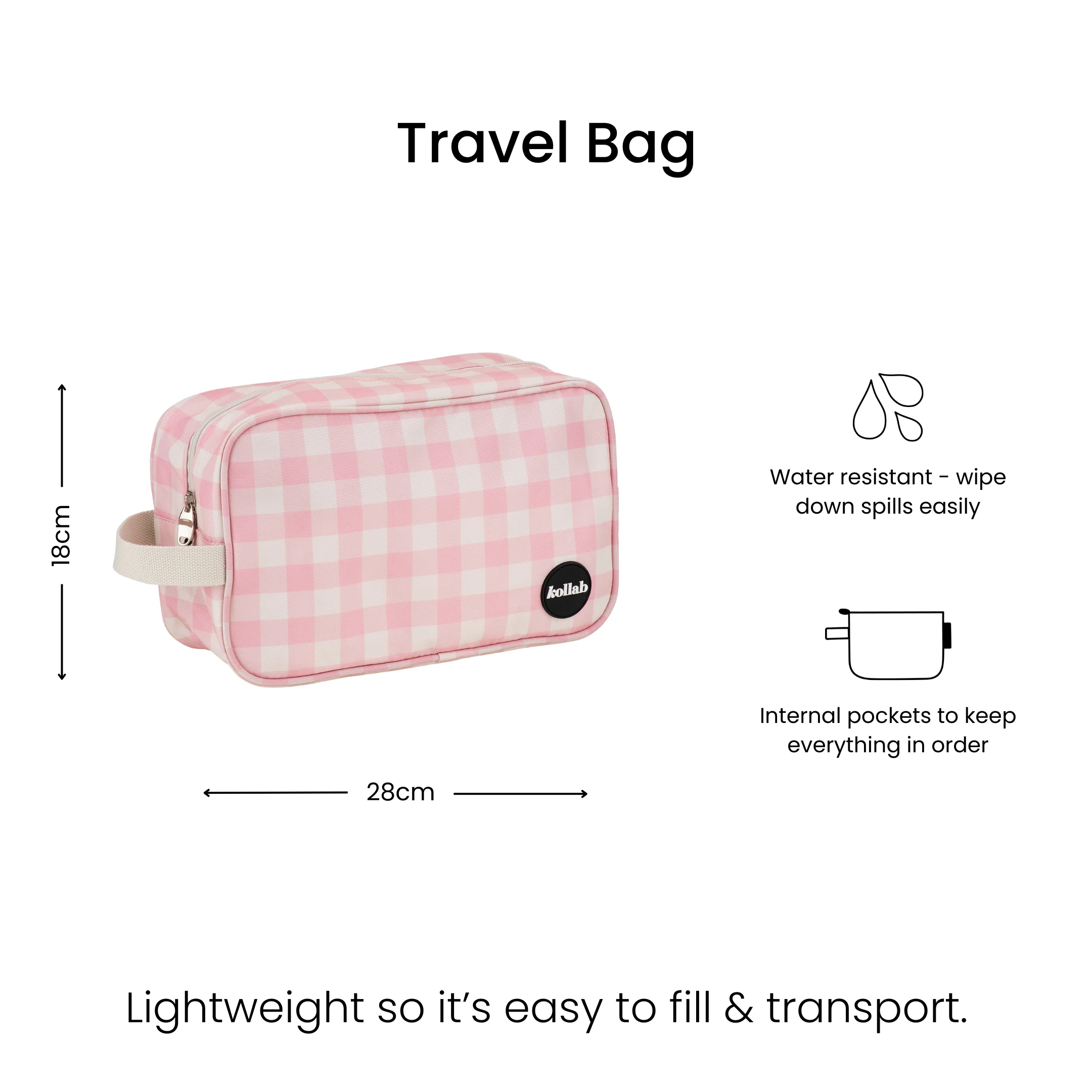 Travel Bag Candy Pink Check - Image 5