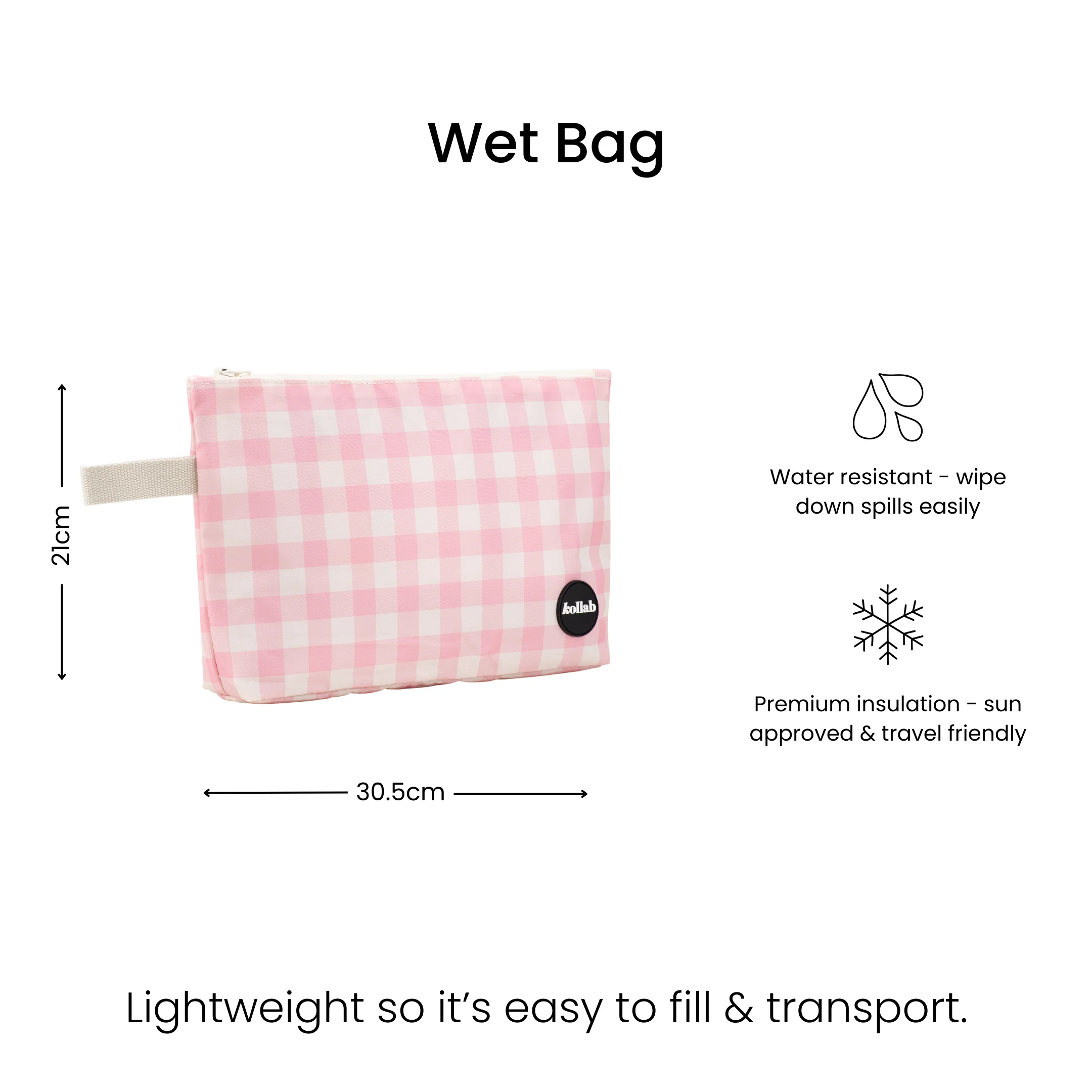 Wet Bag Candy Pink Check - Image 3