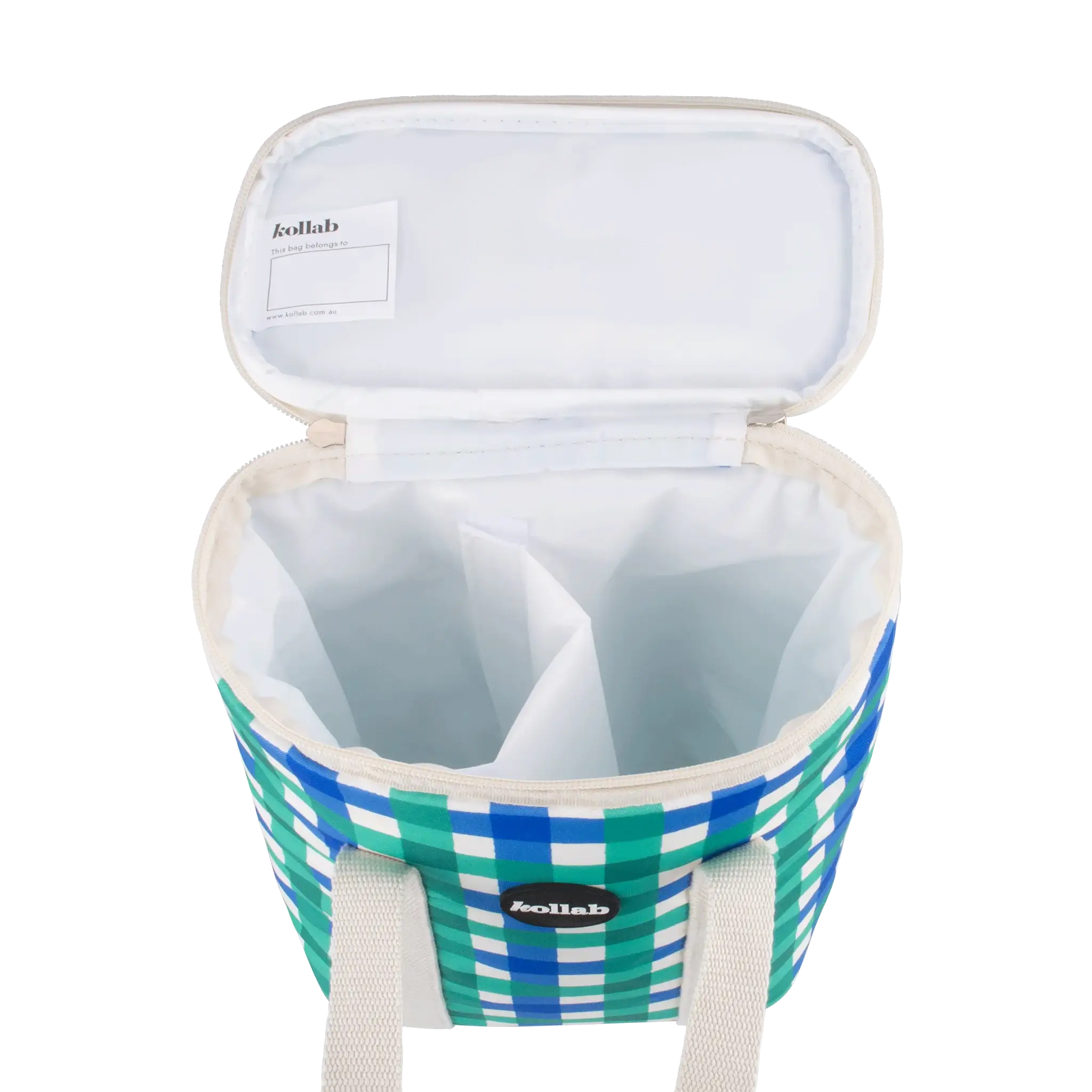 Wine Cooler Bag Green Blue Check - Image 2