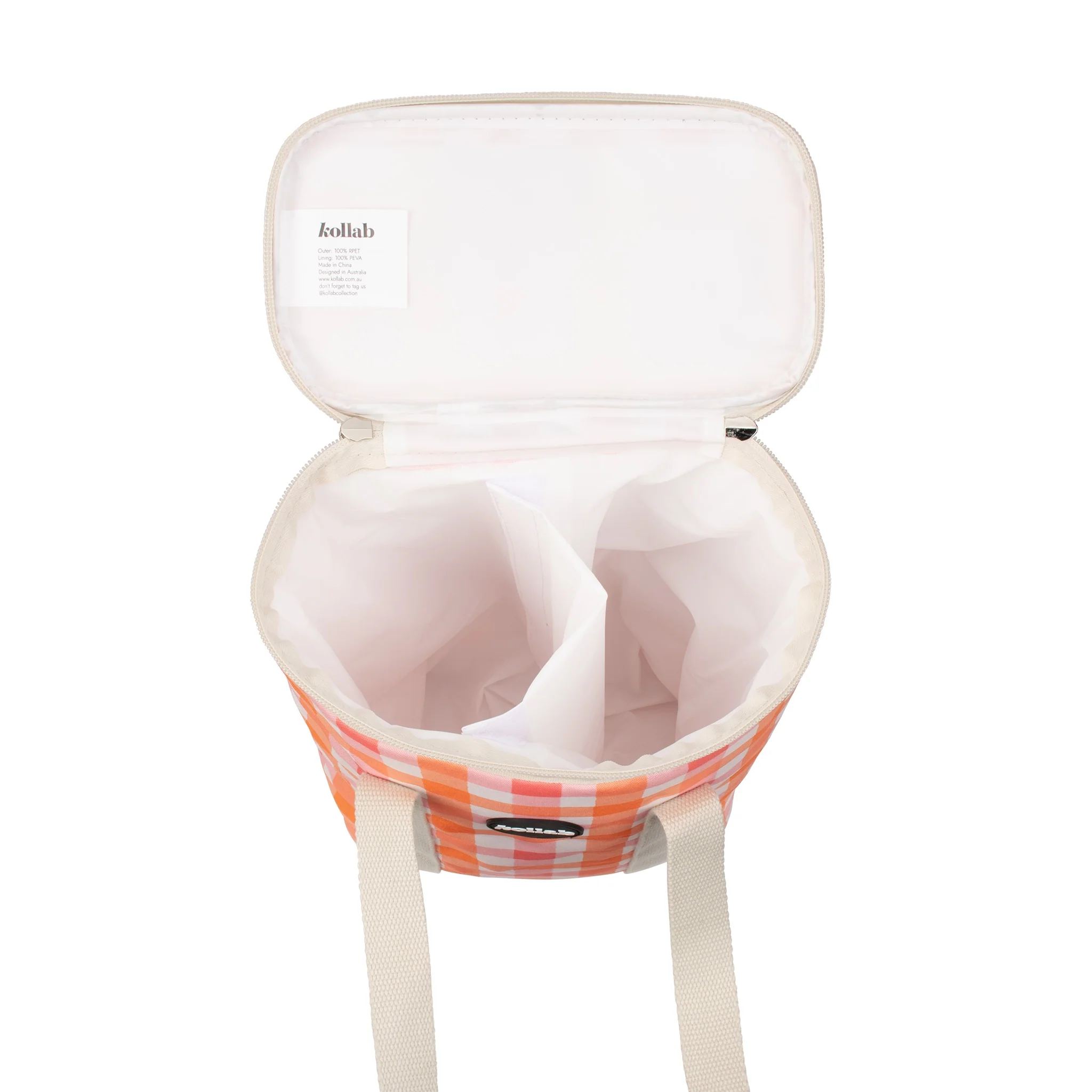 Wine Cooler Bag Watermelon Peach Check - Image 3